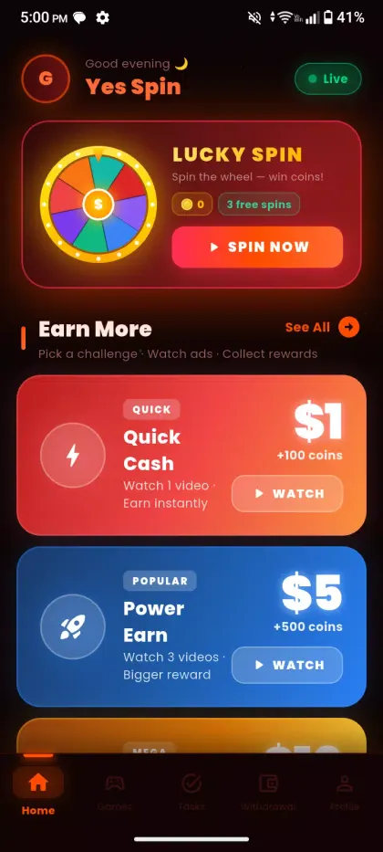Yes Spin screenshot 1